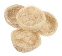 SOLUSTRE Nido Artificial para Pájaros Hecho a Mano de Yute Grueso Tamaño 7 CM Color Madera Natural Pack de 4 Unidades Adecuado para Cría y Decoración de Jardín