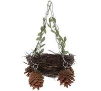 SOLUSTRE Nido Colgante de Ratán Resistente a Mordeduras para Loros y Aves, Columpio para Jaula, Adecuado para Jaula Grande de Pájaros en Color Café