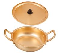SOLUSTRE Olla Coreana de Aluminio Dorado para Ramen Instantáneo, Resistente al Fuego Directo, Fácil de Usar en Cocina para Personas Solas o Familias Pequeñas