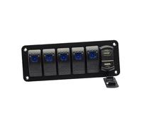 SOLUSTRE Panel de Interruptores Gang con Doble Puerto USB y Voltímetro para Barco Coche Motocicleta Camión y Remolque Protección contra Sobrecarga Compatible con Consola Náutica