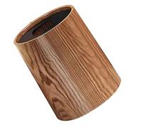 SOLUSTRE Papelera Redonda Imitación Madera 12l, Cubo de Basura Plástico Gran Capacidad para Cocina, Baño y Oficina, Diseño Vintage Funcional para Hogar y Hotel