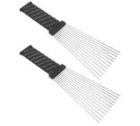 SOLUSTRE Peines de Peluquería 2 Unidades de Acero y Plástico Negro, Cepillo Afro para Pelo Rizado, Peine Ahuecador Profesional para Estilismo y Cuidado del Cabello en Peluquería
