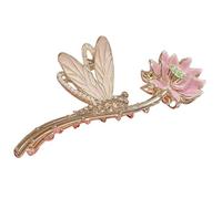 SOLUSTRE Pinza de Garra China de Flor de Loto 1 Unidad Tamaño Mediano Metal Vintage para Mujeres Cabello Fino Uso Diario y Fiestas