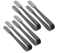 SOLUSTRE Pinzas Antideslizantes para Hielo de Acero Inoxidable, Cabezal de Silicona, Juego de 4 Unidades Negras, Accesorio Versátil para Cocina, Barbacoa y Uso Diario