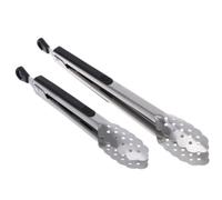 SOLUSTRE Pinzas para Carne y Pan de Acero Inoxidable y Silicona, Resistentes al Óxido y Ligeras, Ideales para Desayuno y Uso en Hotel, Pack de 2 Unidades