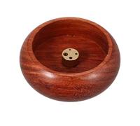 SOLUSTRE Porta Incienso Mini de Madera de Caucho Natural, Quemador para Varillas de Incienso Múltiples Orificios, Bandeja para Recogida de Cenizas, para Decoración y Aromaterapia Hogar
