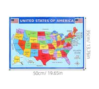 SOLUSTRE Póster del Mapa de Estados Unidos de 3 Piezas Laminado en Papel UV Resistente al Desvanecimiento para Decoración de Aula y Dormitorio, Herramienta Educativa para Aprender