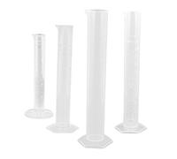 SOLUSTRE Probeta De Plástico Graduada 10ml 50ml 100ml 250ml Cilindro Medidor De Plástico Transparente Para Cocina y Experimentos Set De 4 Piezas