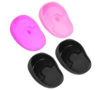 SOLUSTRE Protectores de Silicona Oídos, 4 Unidades en Rosa, Morado y Negro, Tapones Oídos para Teñir el Cabello, Protección Calor y Uso en Salón de Peluquería