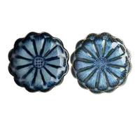 SOLUSTRE Recipientes de Cerámica para Salsa Dulce 2piezas, Resistentes al Microondas y Horno, Diseño Patrón Azul, Ideales para Snacks y Uso en Restaurante