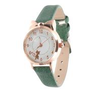SOLUSTRE Reloj de Pulsera de Cuarzo Diseño de Gatito, Correa Ajustable, Color Verde, para Niñas Estudiantes, Uso Escolar y Casual, Tamaño Infantil, Luminoso para Ver la Hora Oscuridad