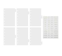 SOLUSTRE Separadores de Carpeta de 6 Anillas A7 de Pp Transparente con Pestañas, 7 Hojas Divisorias Esmeriladas para Organizador Escolar y Archivador de Oficina con Stickers Dorados