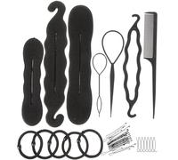 SOLUSTRE Set de 79 Piezas de Accesorios para Hacer Moños de Plástico Negro, Fácil de Llevar y Mantener el Cabello Ordenado para Cenas y Salidas