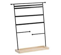 SOLUSTRE Soporte Organizador de Joyas de Hierro con Base de Madera Expositor Multifuncional para Pendientes Collares y Anillos Diseño Elegante para Tocadores y Escritorio