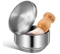 SOLUSTRE Taza de Afeitar de Acero Inoxidable para Hombres con Tapa, Cuenco Pequeño Elegante que Previene Residuos de Jabón y Es Fácil de Limpiar para Baño