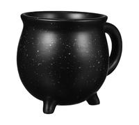 SOLUSTRE Taza de Cerámica Negra Diseño de Caldero de Bruja para Halloween Taza Pequeña para Café Leche o Agua para Decoración y Regalo Creativo Casa