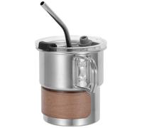 SOLUSTRE Taza Térmica para Café de Acero Inoxidable de 10 Oz Asa Plegable, Tapa a Prueba de Fugas y Pajita, Adecuado para Oficina y Gimnasio