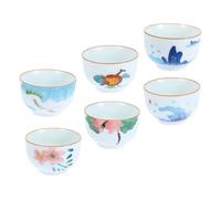 SOLUSTRE Tazas de Té Resistentes al Calor Juego de 6 Pintadas a Mano de Cerámica Diseño Retro Único para Reuniones de Té en Casa
