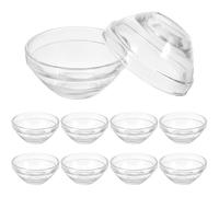 SOLUSTRE Tazón de Vidrio para Mezclar Mascarillas Faciales 10 Piezas, Cuencos Transparentes 7.5 Cm Diámetro X 3.5 Cm Alto, Recipiente para Mascarillas Caseras y Salón, Herramienta