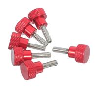 SOLUSTRE Tornillo moleteado M4 x 12 de aleación de aluminio, 6 piezas, cabeza alta, compatibilidad amplia, para ensamblajes mecánicos y ambientes exteriores, color rojo