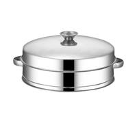 SOLUSTRE Vaporera de Acero Inoxidable Cesto Multifuncional con Tapa para Cocinar Alimentos con Superficie Lisa y Fácil de Usar para Cocina Familiar y Hotel