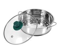 SOLUSTRE Vaporera de Alimentos de Acero Inoxidable Diseño Compacto y Fácil de Almacenar, Cesta Redonda para Cocina, Estilo Interior y Tapa en Color Plata Varios estilos