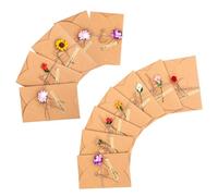 SOLUSTRE Varios estilos 12 Tarjetas de Felicitación de Papel Kraft con Flores Creativas y Sobres Marrones para Expresar Emociones y Bendiciones con Escritura Suave Varios estilos