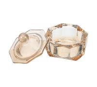 SOLUSTRE Vaso de Cristal para Uñas Acrílicas Tapa Taza de Vidrio para Decoración de Uñas Color Ámbar Champán Cuenco para Manicura y Mezcla de Líquidos Accesorio Compacto