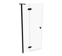 SolvaPro puerta batiente con marco parcial, 4 esquinas, con segmento fijo, fijación a la izquierda, anchura: 900mm, 7T0302123322, Cabinas de ducha: Color de perfil Vidrio Black Edition ESG transparent