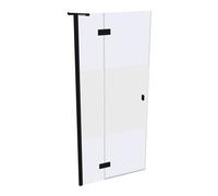 SolvaPro puerta batiente con marco parcial, 4 esquinas, con segmento fijo, fijación a la izquierda, anchura: 900mm, 7T0302123375, Cabinas de ducha: Color de perfil Black Edition Cristal ESG Privatima
