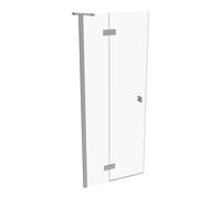 SolvaPro puerta batiente con marco parcial, 4 esquinas, con segmento fijo, montaje a la izquierda, anchura: 800mm, 7T030155G322, Cabinas de ducha: Profilfarbe acero inoxidable óptico Glas ESG klar mit