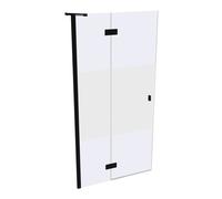 SolvaPro puerta batiente con marco parcial, 4 esquinas, con segmento fijo, montaje a la izquierda, anchura: 1000mm, 7T030355F375, Cabinas de ducha: Perfil color negro cromado Vidrio ESG Privatima con 