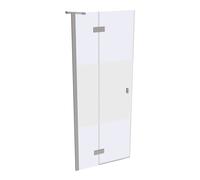 SolvaPro puerta batiente con marco parcial, 4 esquinas, con segmento fijo, montaje a la izquierda, anchura: 800mm, 7T030155G375, Cabinas de ducha: Profilfarbe acero inoxidable óptico Glas ESG Privatim