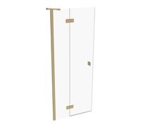 SolvaPro puerta batiente con marco parcial, 4 esquinas, con segmento fijo, montaje a la izquierda, anchura: 800mm, 7T030155H321, Cabinas de ducha: Perfil color latón Vidrio ESG transparente