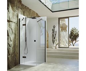 SolvaPro puerta batiente con marco parcial, 4 esquinas, con segmento fijo, montaje a la izquierda, anchura: 1200mm, 7T030455D322, Cabinas de ducha: Perfil color bronce Vidrio ESG transparente con ANTI