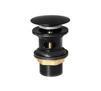 SOLVEX Desagüe Lavabo ，Valvula desague Lavabo Click clack con rebosadero，Tapon Lavabo Universal G1 1/4",Válvula Pop-Up Válvula Desagüe para Baño Negro Desagüe Lavabo Universal SP-71805-N