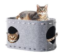 SOLVIEW Cueva de Fieltro para Gatos, Cama Grande de 2 Pisos para Gatos de Interior, Cueva para Gatos con Túnel de Juego, para Gatos 58T x 33B x 30Hcm, Gris