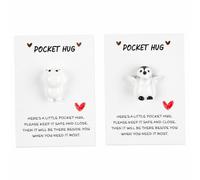 Solvio Juego de regalo de bolsillo - Lindas figuras de pingüino y foca para niños y amigos, mini pingüino de bolsillo con tarjetas de abrazo para apoyo emocional, regalos de cumpleaños para mujeres y