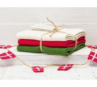 Solwang Paño De Cocina CREMA ROJO VERDE COMBINACIÓN Tejido Set De 3