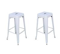 Solycarpa 2 Unidades Taburete Alto Tolix 77 x 44 CM Metálico Color Blanco Apilable y Resistente. Asiento de Metal Premium para Eventos, Catering y Bares para Barra y Mesa Alta. Diseño Moderno y Ligero