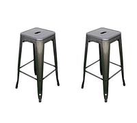 Solycarpa 2 Unidades Taburete Alto Tolix 77 x 44 CM Metálico Color Gris Apilable y Resistente. Asiento de Metal Premium para Eventos, Catering y Bares para Barra y Mesa Alta. Diseño Moderno y Ligero.
