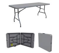 Solycarpa Mesa Maleta Plegable 180 x 76 Cm de Exterior, Jardín, Catering, Hostelería y Eventos. Abatible y Auxiliar para Comedor y Camping. Fácil de Transportar, Portátil y de PVC.