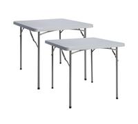Solycarpa Pack 2 Mesas Cuadrada 87x87 con Patas plagables de Exterior, Jardín, Catering y Hostelería. Auxiliar para Comedor y Camping, de 4 Personas, Fácil de Transportar, Portátil y de PVC.
