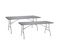 Solycarpa Pack 2 Mesas Rectangulares 200x90 con patas plegables de Exterior, Jardín, Catering y Hostelería. Auxiliar para Comedor y Camping, de 8 o 10 Personas, Fácil de Transportar, Portátil y de PVC