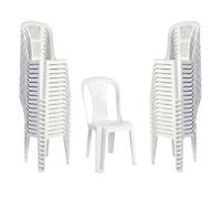 Solycarpa Pack 25 Silla Alta de Plástico Apilable sin Reposabrazos | Catering, Jardín, Terraza y Playa, Ergonómica de PVC, Cómoda, Resistente para Exterior. Fácil de transportar