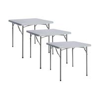 Solycarpa Pack 3 Mesas Cuadrada 87x87 con Patas plagables de Exterior, Jardín, Catering y Hostelería. Auxiliar para Comedor y Camping, de 4 Personas, Fácil de Transportar, Portátil y de PVC.