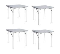 Solycarpa Pack 4 Mesas Cuadrada 87x87 con Patas plagables de Exterior, Jardín, Catering y Hostelería. Auxiliar para Comedor y Camping, de 4 Personas, Fácil de Transportar, Portátil y de PVC.