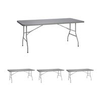 Solycarpa Pack 4 Mesas Rectangulares 200x90 con Patas Plegables de Exterior, Jardín, Catering y Hostelería. Auxiliar para Comedor y Camping, de 8-10 Personas, Fácil de Transportar, Portátil y de PVC.