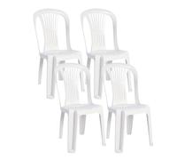 Solycarpa Pack 4 Silla Alta de Plástico Apilable sin Reposabrazos | Catering, Jardín, Terraza y Playa, Ergonómica de PVC, Cómoda, Resistente para Exterior. Fácil de transportar