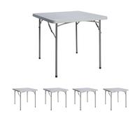 Solycarpa Pack 5 Mesas Cuadrada 87x87 con Patas plagables de Exterior, Jardín, Catering y Hostelería. Auxiliar para Comedor y Camping, de 4 Personas, Fácil de Transportar, Portátil y de PVC.
